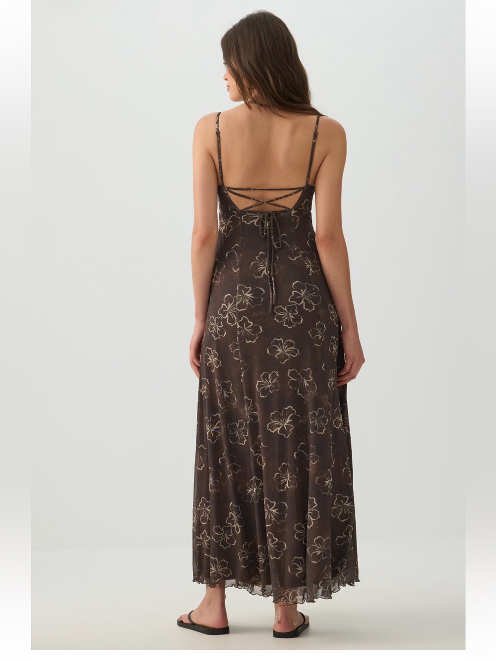 Brown & Tan Mesh Maxi Dress~Size Large~NWT - Picture 3 of 6